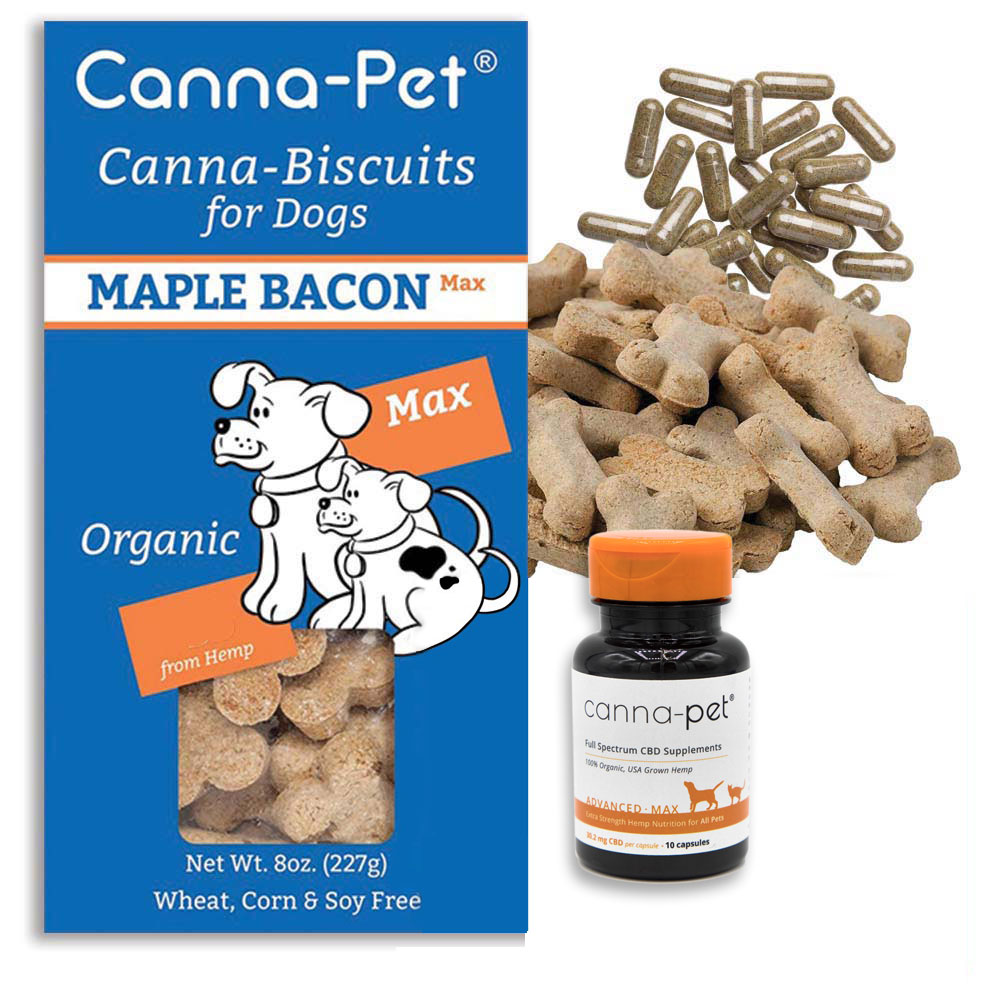 Canna-Pet Max CBD dog biscuits and hemp CBD pills